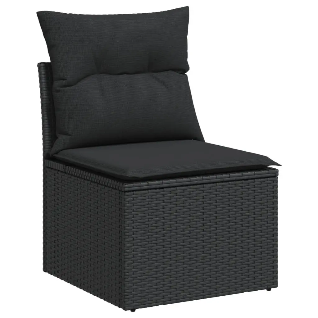 Garden Sofa Set 6 Piece Modular Outdoor Furniture Black PE Rattan Patio Lounge
