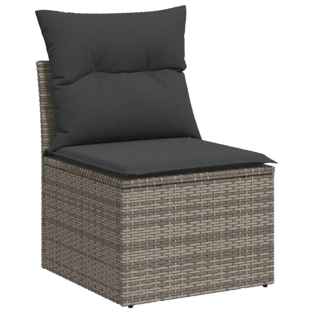 7 Piece Garden Sofa Set with Cushions Grey Poly Rattan Outdoor Furniture Patio