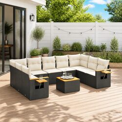 Garden Sofa Set 10 Piece Outdoor Furniture Patio Conversation Seating Black