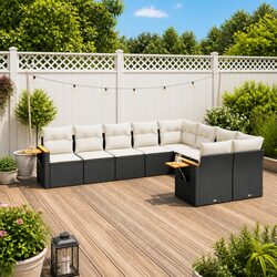 Garden Sofa Set 9 Piece Outdoor Furniture Patio Lounge with Cushions Black