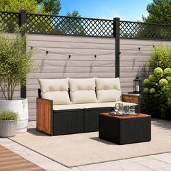Garden Sofa Set 4 Piece Outdoor Furniture Patio Seating Black with Cushions