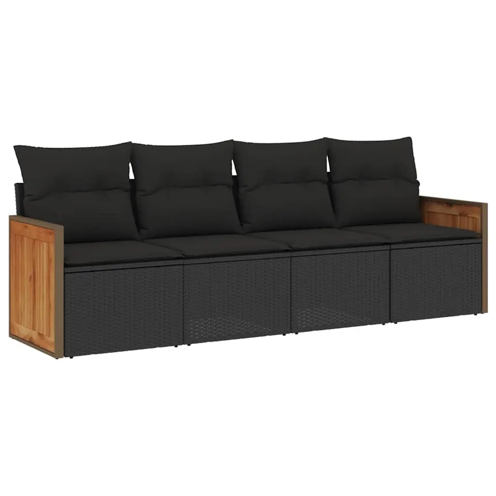 4 Piece Garden Sofa Set Black Poly Rattan Outdoor Furniture Patio Lounge