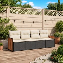 Garden Sofa Set 4 Piece Outdoor Furniture Patio Black Cushions Modular Reclining