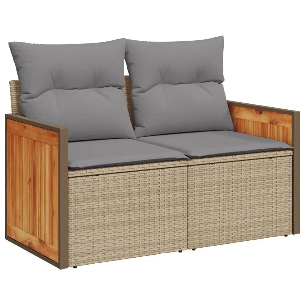 5 Piece Garden Sofa Set Outdoor Furniture Patio Beige Cushions Poly Rattan