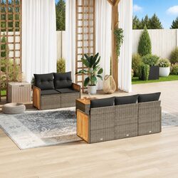 Garden Sofa Set 6 Piece Outdoor Furniture Patio Seating Grey with Cushions
