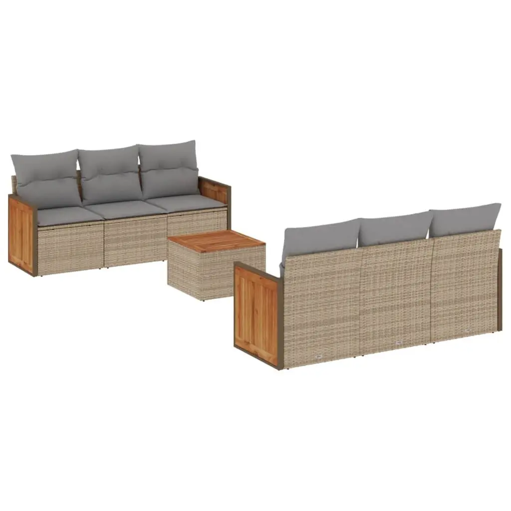 7 Piece Garden Sofa Set with Cushions Outdoor Furniture Patio Sectional Beige