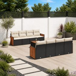 Garden Sofa Set 9 Piece Outdoor Furniture Patio Black Poly Rattan Modular Lounge