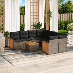 Garden Sofa Set 9 Piece Outdoor Furniture Patio Lounge with Cushions Grey