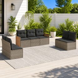 Garden Sofa Set 7 Piece Outdoor Furniture Patio Lounge Grey Modular Cushioned