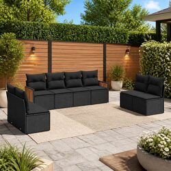 Garden Sofa Set 8 Piece Outdoor Furniture Patio Sectional Black with Cushions
