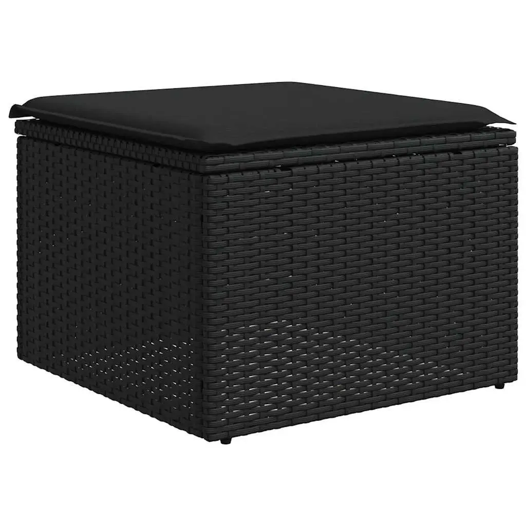 4 Piece Garden Sofa Set Outdoor Patio Furniture Black Poly Rattan Padded