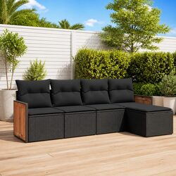 Garden Sofa Set 5 Piece Outdoor Furniture Patio Seating with Cushions Black