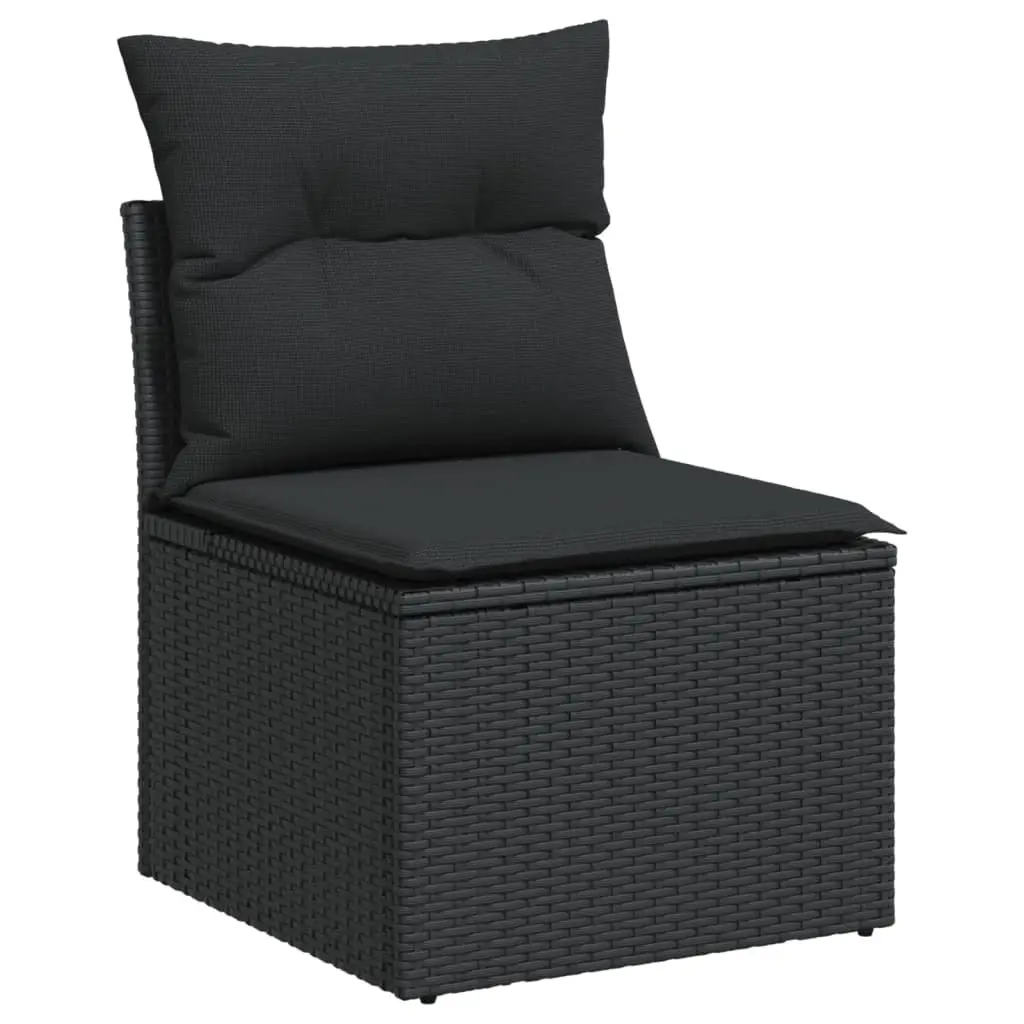 4 Piece Garden Sofa Set with Cushions Black Outdoor Patio Furniture Rattan
