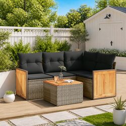 Garden Sofa Set 5 Piece Outdoor Furniture Patio Seating Grey Cushions Modular