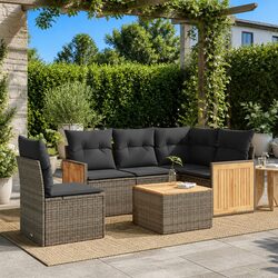 Garden Sofa Set 6 Piece Outdoor Furniture Patio Sectional with Cushions Grey