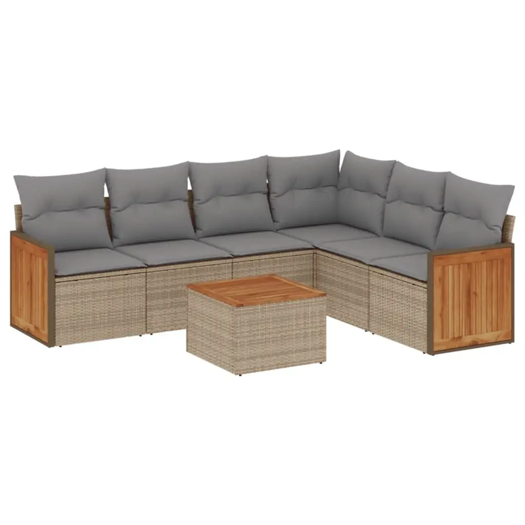 7 Piece Garden Sofa Set Outdoor Furniture Patio Sectional with Cushions Beige