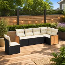 Garden Sofa Set 6 Piece Outdoor Furniture Patio Lounge Black Cushions Modular