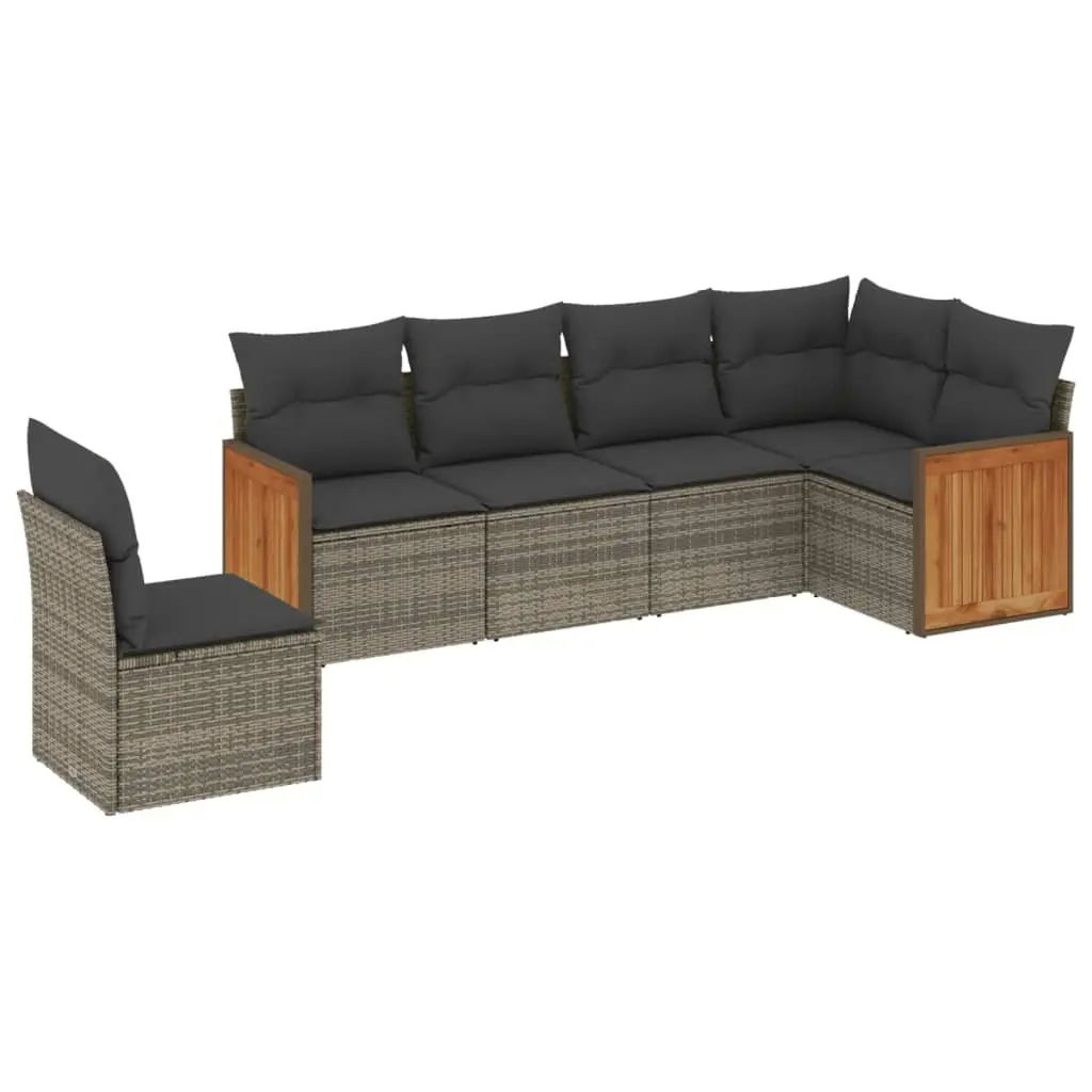 Garden Sofa Set 6 Piece Outdoor Furniture Grey Poly Rattan Patio Lounge Modular