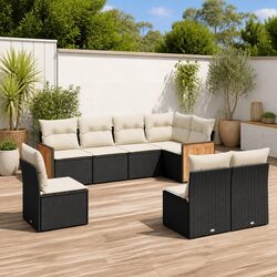 Outdoor Garden Sofa Set 8 Piece Modular Patio Furniture with Cushions Black