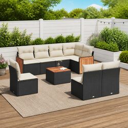 Garden Sofa Set 9 Piece Outdoor Furniture Patio Lounge with Cushions Black