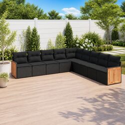 Garden Sofa Set 9 Piece Outdoor Furniture Patio Seating Modular Black with
