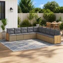 Garden Sofa Set 9 Piece Outdoor Furniture Patio Sectional Beige Cushioned
