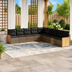 Garden Sofa Set 9 Piece Outdoor Furniture Grey Poly Rattan Modular Patio Seating