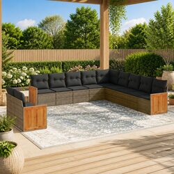 Garden Sofa Set 11 Piece Outdoor Furniture Patio Grey Cushions Modular