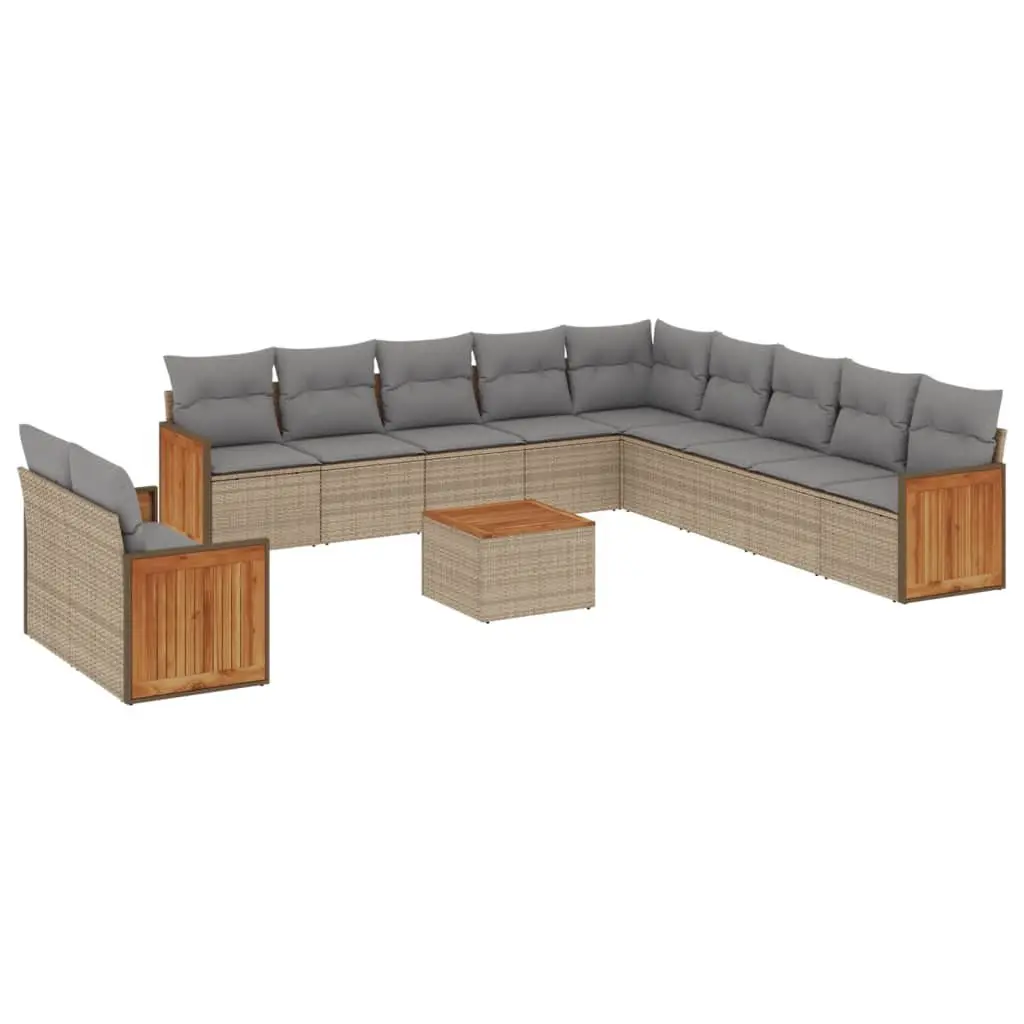 Garden Sofa Set 12 Piece Outdoor Furniture Patio Beige Rattan Modular Seating