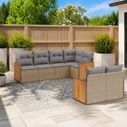 Garden Sofa Set 7 Piece Outdoor Furniture Patio Beige Cushions Modular Seating