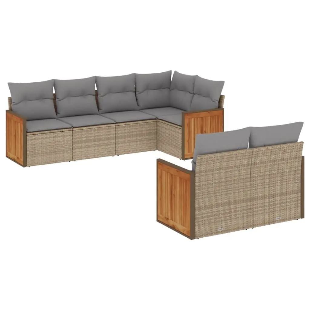 Garden Sofa Set 7 Piece Outdoor Furniture Patio Beige Cushions Modular Seating