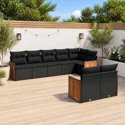 Garden Sofa Set 8 Piece Outdoor Furniture Patio Lounge with Cushions Black