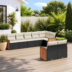 Garden Sofa Set 8 Piece Outdoor Furniture Patio Lounge Seating Black Cushioned