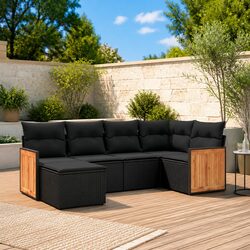 Garden Sofa Set 6 Piece Outdoor Furniture Patio Lounge Black Cushions Modular