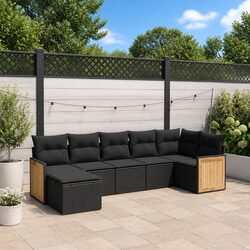 7 Piece Outdoor Garden Sofa Set Patio Furniture Lounge Suite with Cushions Black