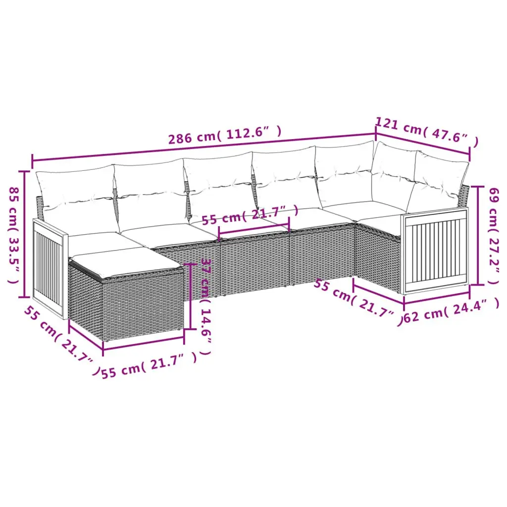 7 Piece Garden Sofa Set Outdoor Furniture Patio Rattan Lounge Seating with