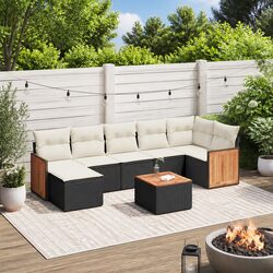 Garden Sofa Set 8 Piece Outdoor Furniture Patio Seating Black with Cushions