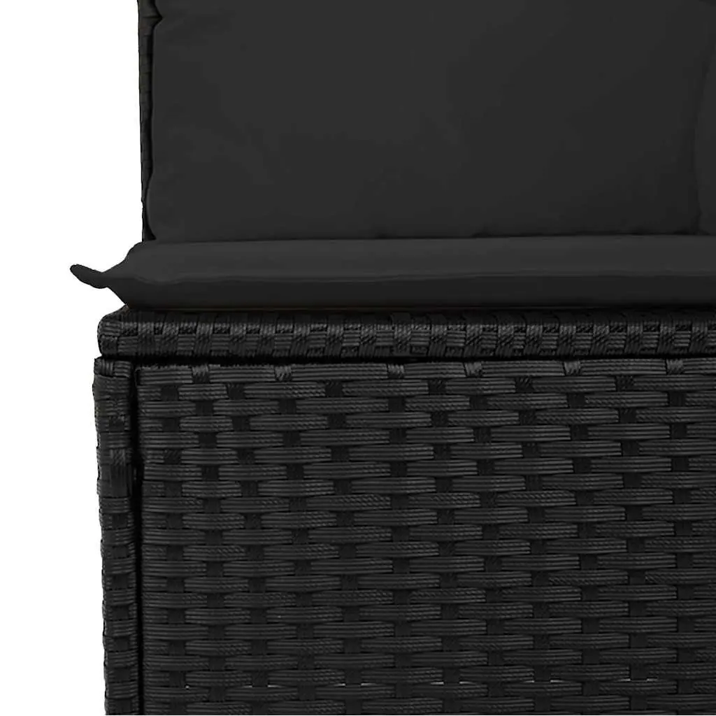 7 Piece Outdoor Garden Sofa Set Black Poly Rattan Patio Furniture with Cushions