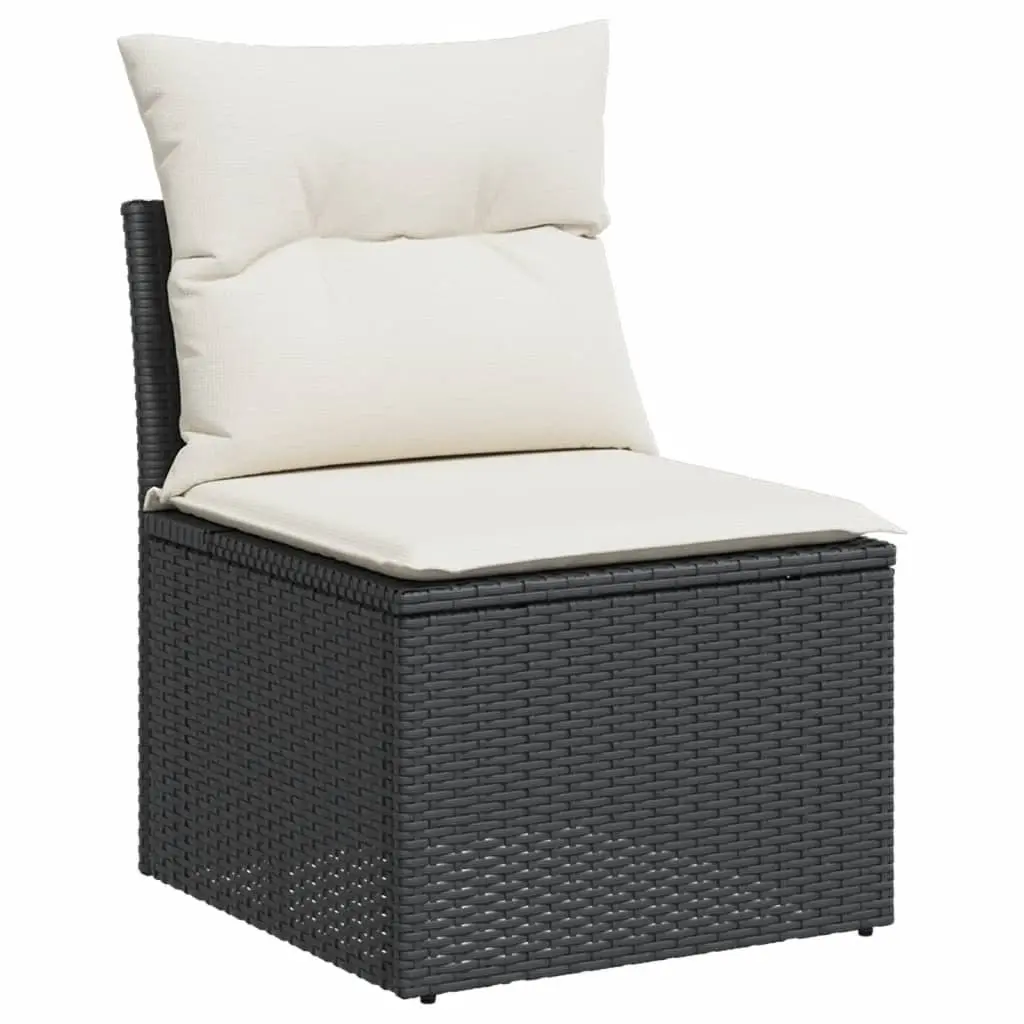 6 Piece Garden Sofa Set with Cushions Black Poly Rattan Patio Furniture