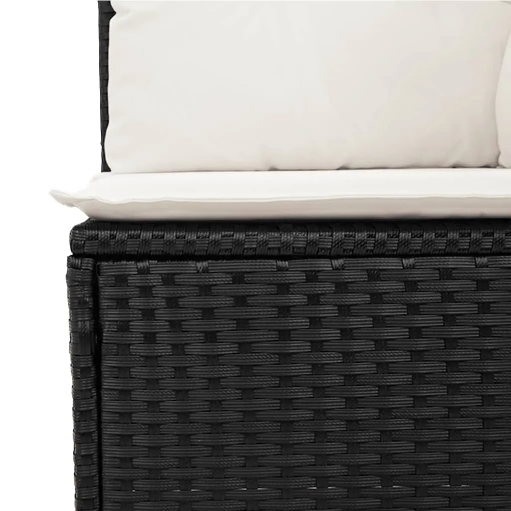6 Piece Garden Sofa Set with Cushions Black Poly Rattan Patio Furniture