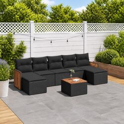 Garden Sofa Set 8 Piece Outdoor Patio Furniture with Cushions Black Modular