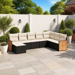 Garden Sofa Set 8 Piece Outdoor Furniture Patio Seating Modular Black Cushions