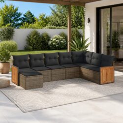 Garden Sofa Set 8 Piece Outdoor Furniture Patio Grey Rattan Modular with