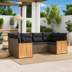 Garden Sofa Set 6 Piece Outdoor Furniture Patio Seating Grey with Cushions