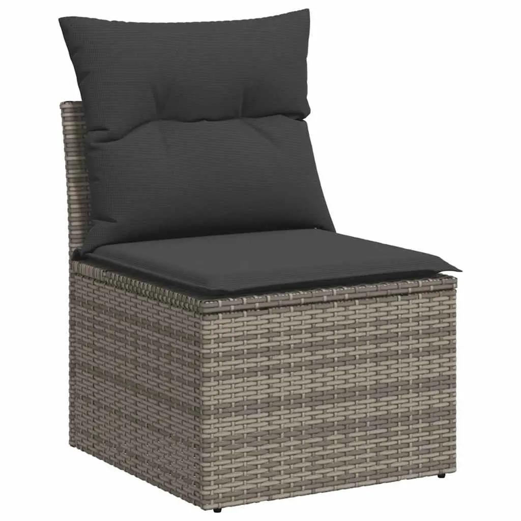 7 Piece Outdoor Garden Sofa Set Patio Furniture with Cushions Black Poly Rattan