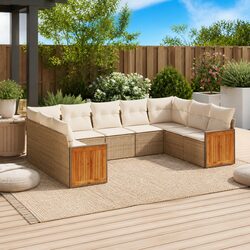 9 Piece Garden Sofa Set Outdoor Patio Furniture with Cushions Grey Rattan