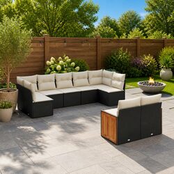 Garden Sofa Set 9 Piece Outdoor Furniture Patio Lounge Seating Black Rattan