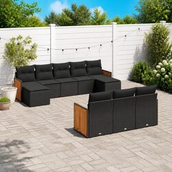 Garden Sofa Set 10 Piece Outdoor Furniture Patio Lounge Black Poly Rattan