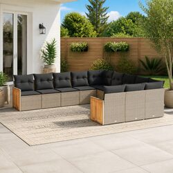 Garden Sofa Set 11 Piece Outdoor Furniture Patio Grey Poly Rattan Modular
