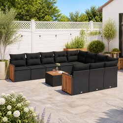 12 Piece Outdoor Garden Sofa Set Patio Furniture Lounge with Cushions Black